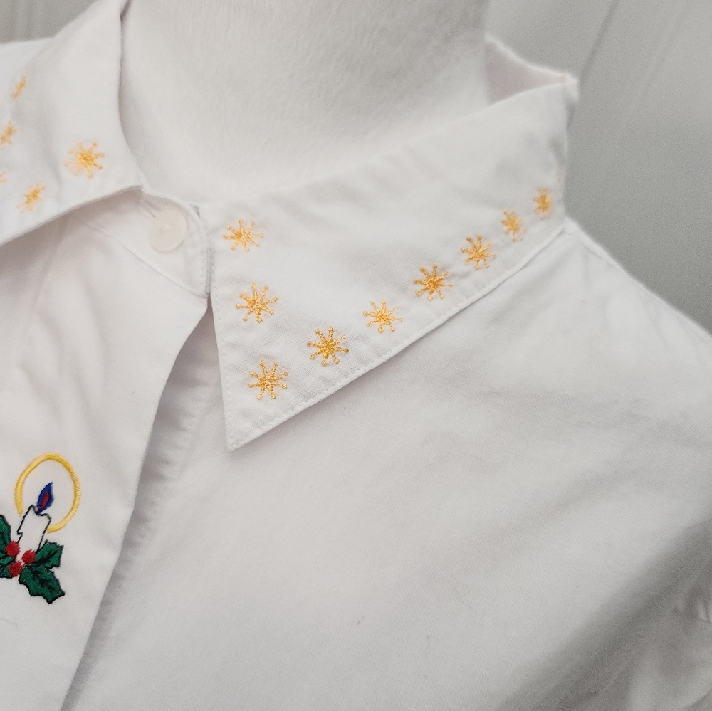 Vintage Jennifer Moore Women's White‎ Holiday Blouse Size 18 Plus